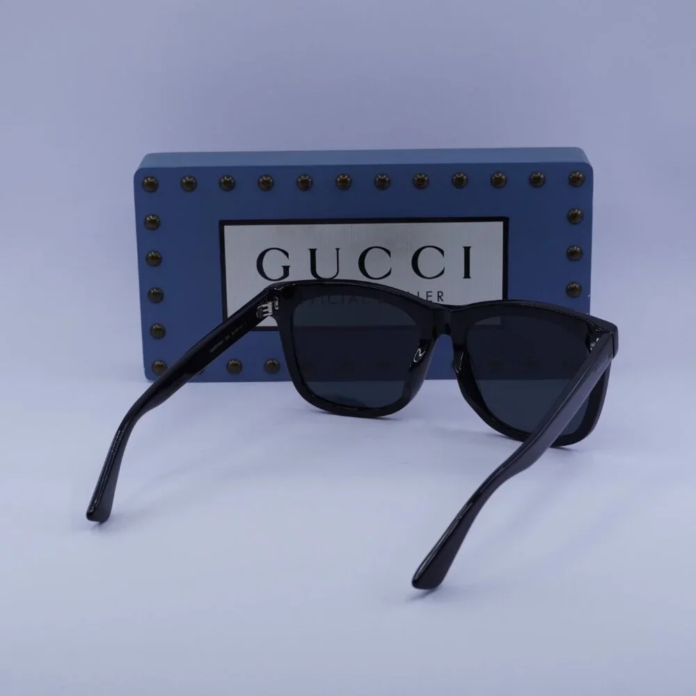 Gucci GG0057SKN 006 Square Men Sunglasses - Black / Grey
